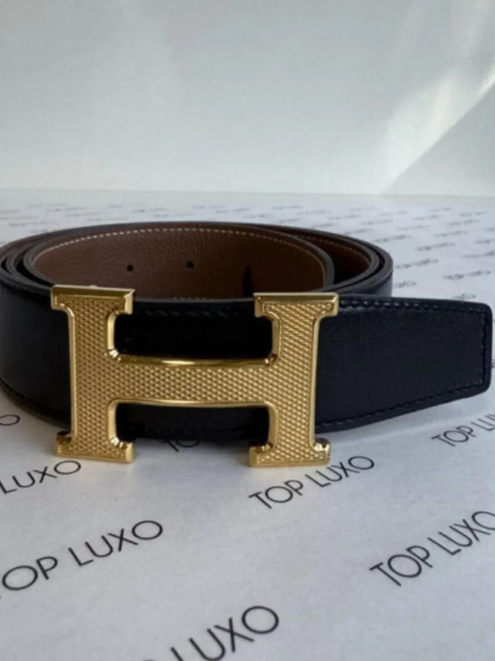 Hermes Reversible Belt Black/Brown 90cm - Gold Buckle